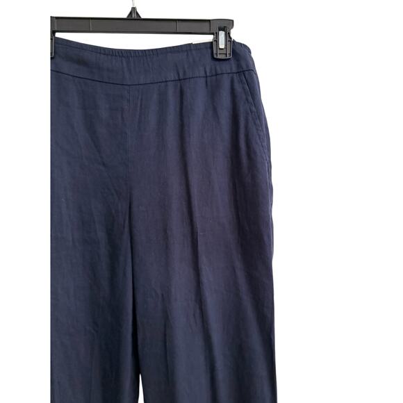 Chico's Navy Wide Leg Linen Pants Pull On Plus 1.5R (10)  NWT Stretch - Picture 7 of 9
